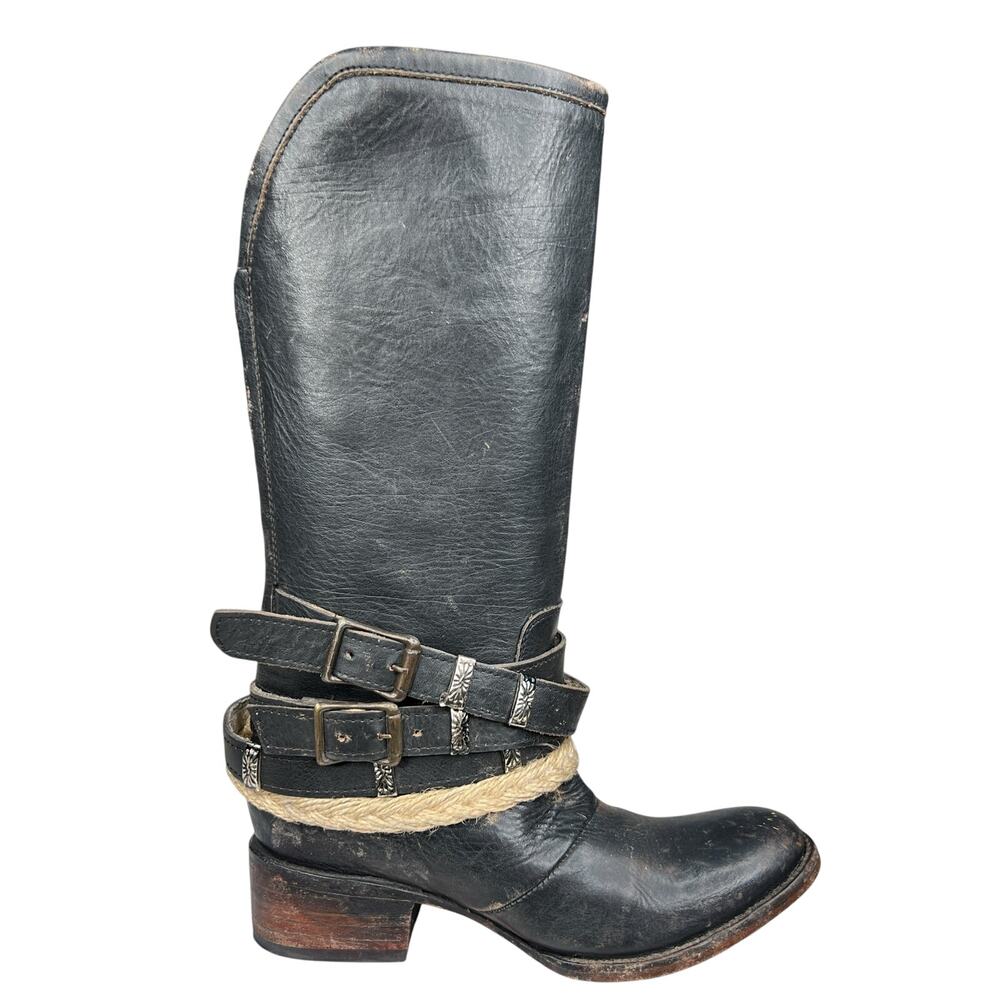 Freebird By Steven Women’s Drove Black Distressed Mid Boot Size US 6